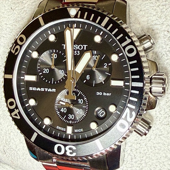 Tissot Seastar Chronograph Date Designer Dive Mens Watch - Picture 3 of 7